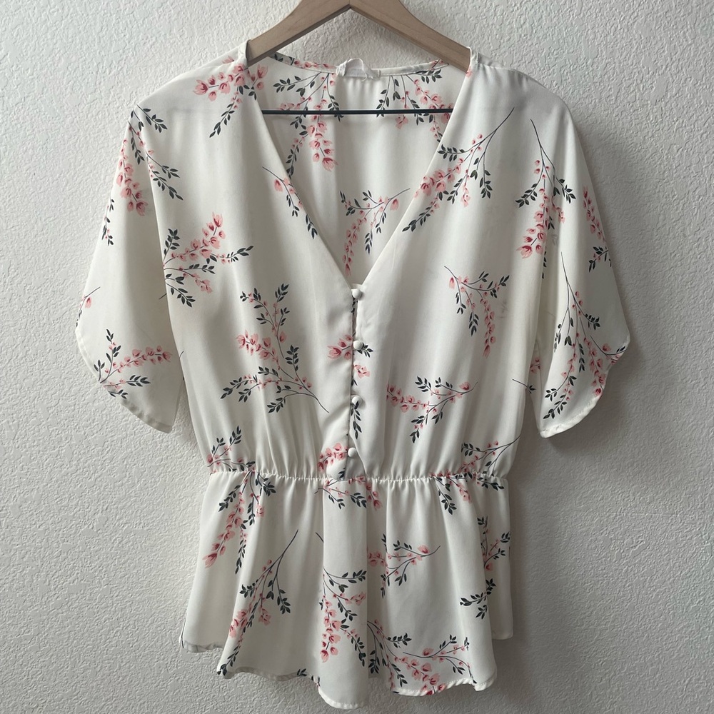 Sienna Sky Cream Floral Button-Down Blouse